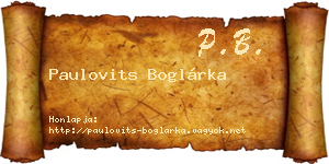Paulovits Boglárka névjegykártya