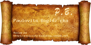 Paulovits Boglárka névjegykártya